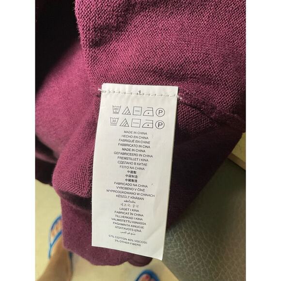 Micheal Kors Lace-Up Sweater Stripe Knit Pullover Metallic Burgundy Gold Size XL - Picture 6 of 6